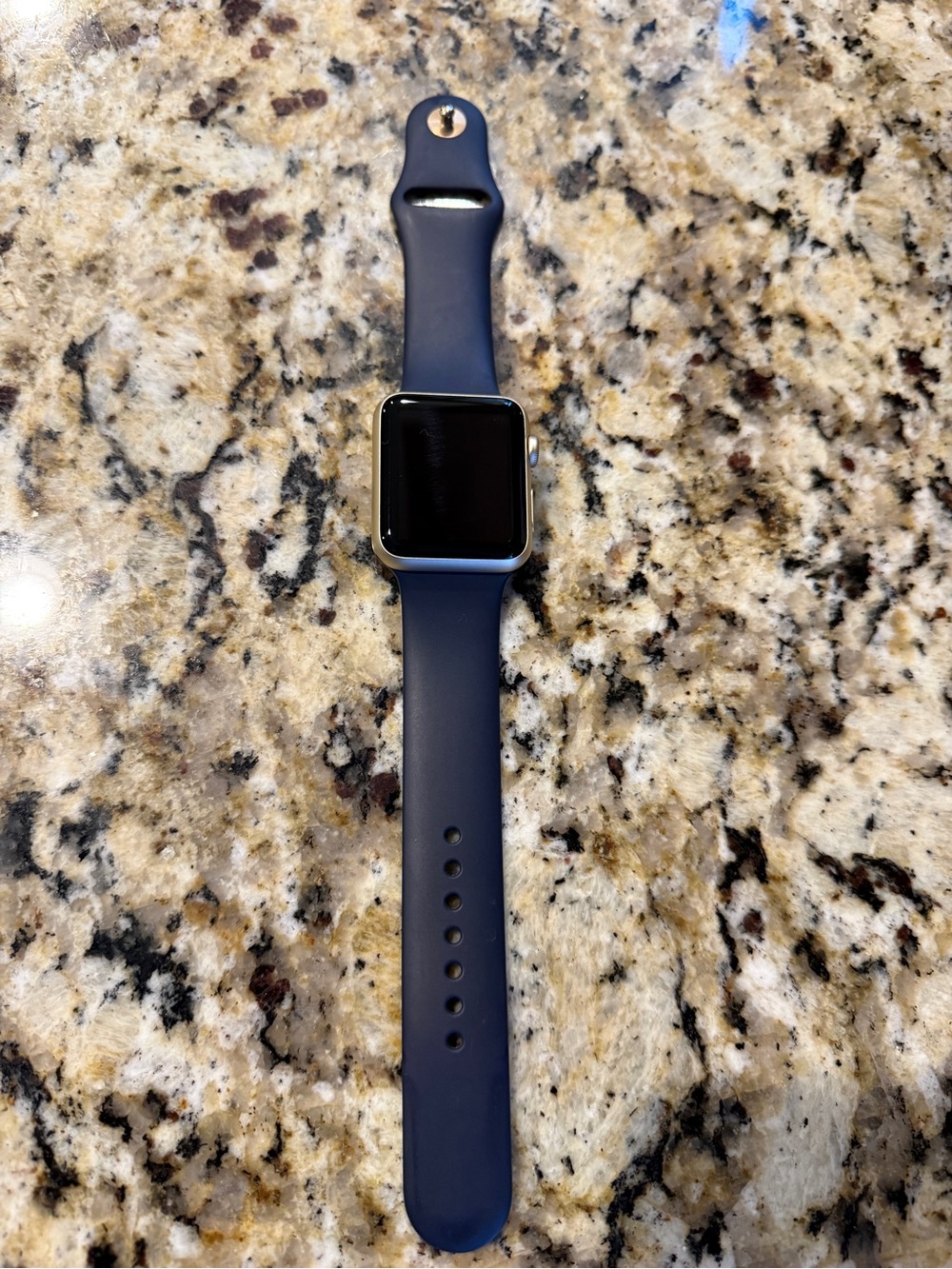 Apple Watch with Deep Navy Silicone Sport Band - Blue